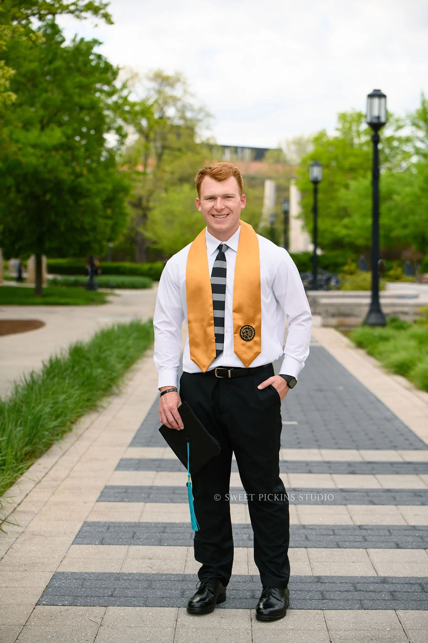 Brayden’s Purdue University Graduation Portrait Photography in West Lafayette, Indiana by Sweet Pickins Studio senior photographer Amanda Wilson | Class of 2026 School of Business graduate for Spring Commencement ©