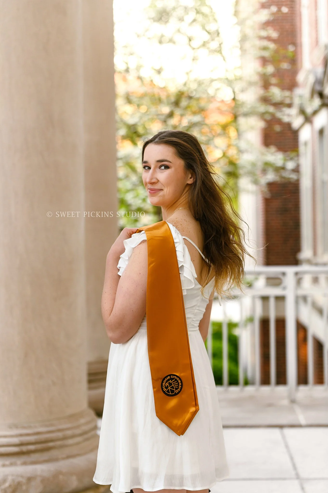 Emily | Purdue University Graduation Photography in Cap and Gown in West Lafayette, Indiana in Spring by Sweet Pickins Studio senior photographer Amanda Wilson ©