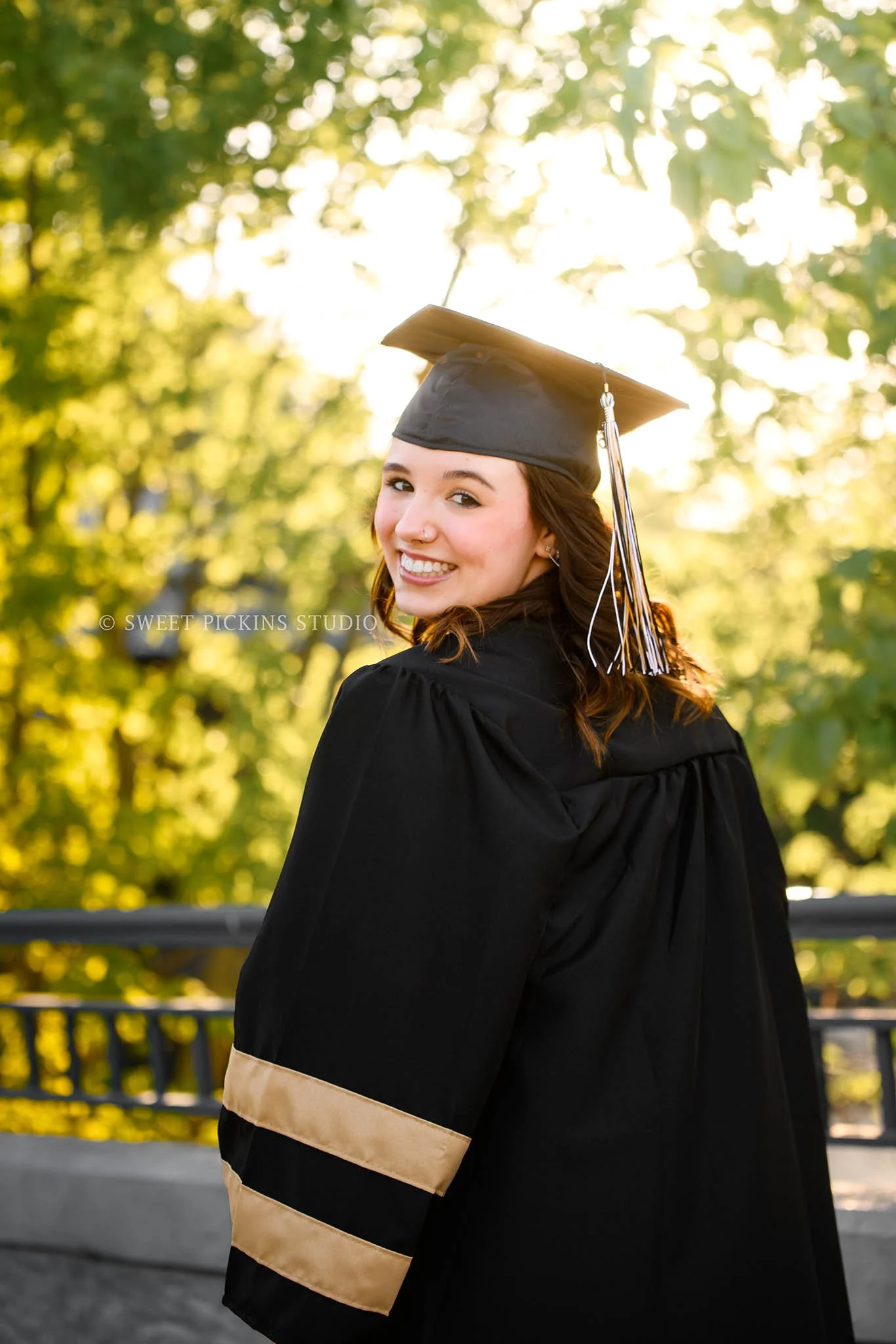 Hailee | Noblesville High School Graduation Photography in Cap and Gown in Downtown Nature location for class of 2026 senior girl by Sweet Pickins Studio senior photographer Amanda Wilson ©