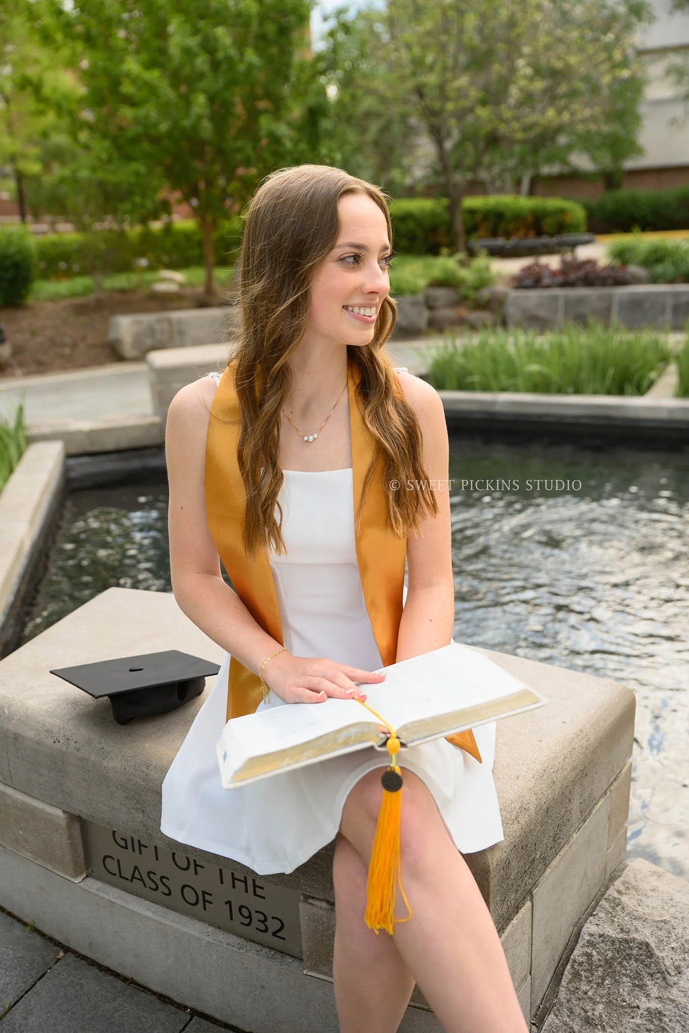 Katelyn’s Purdue University College Senior Photography with Bible and Tassel in West Lafayette, Indiana by Sweet Pickins Studio photographer Amanda Wilson ©