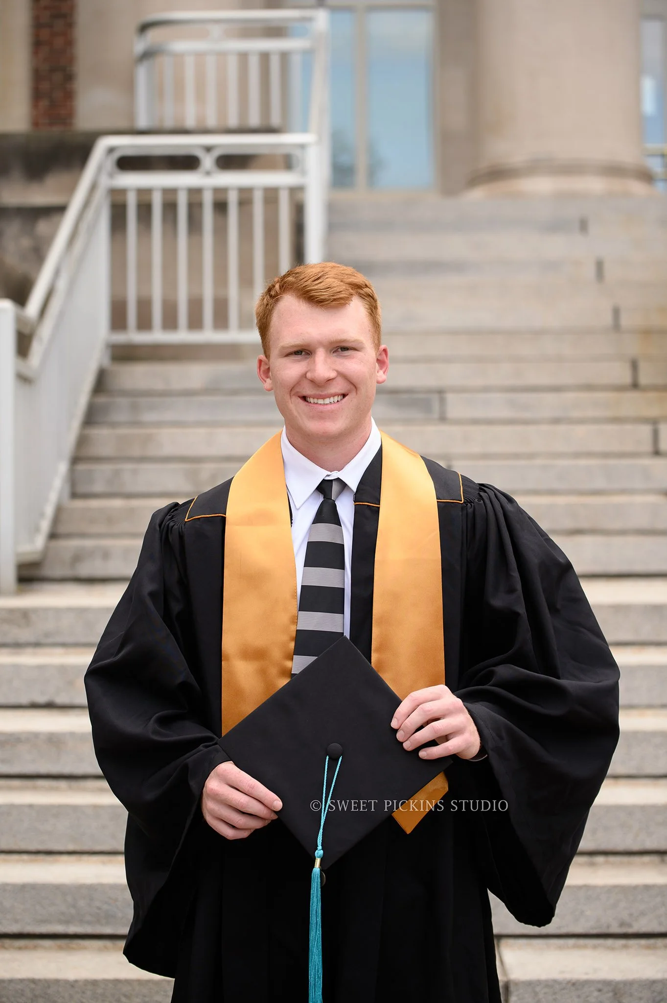 Brayden’s Purdue University Graduation Portrait Photography in West Lafayette, Indiana by Sweet Pickins Studio senior photographer Amanda Wilson | Class of 2026 School of Business graduate for Spring Commencement ©