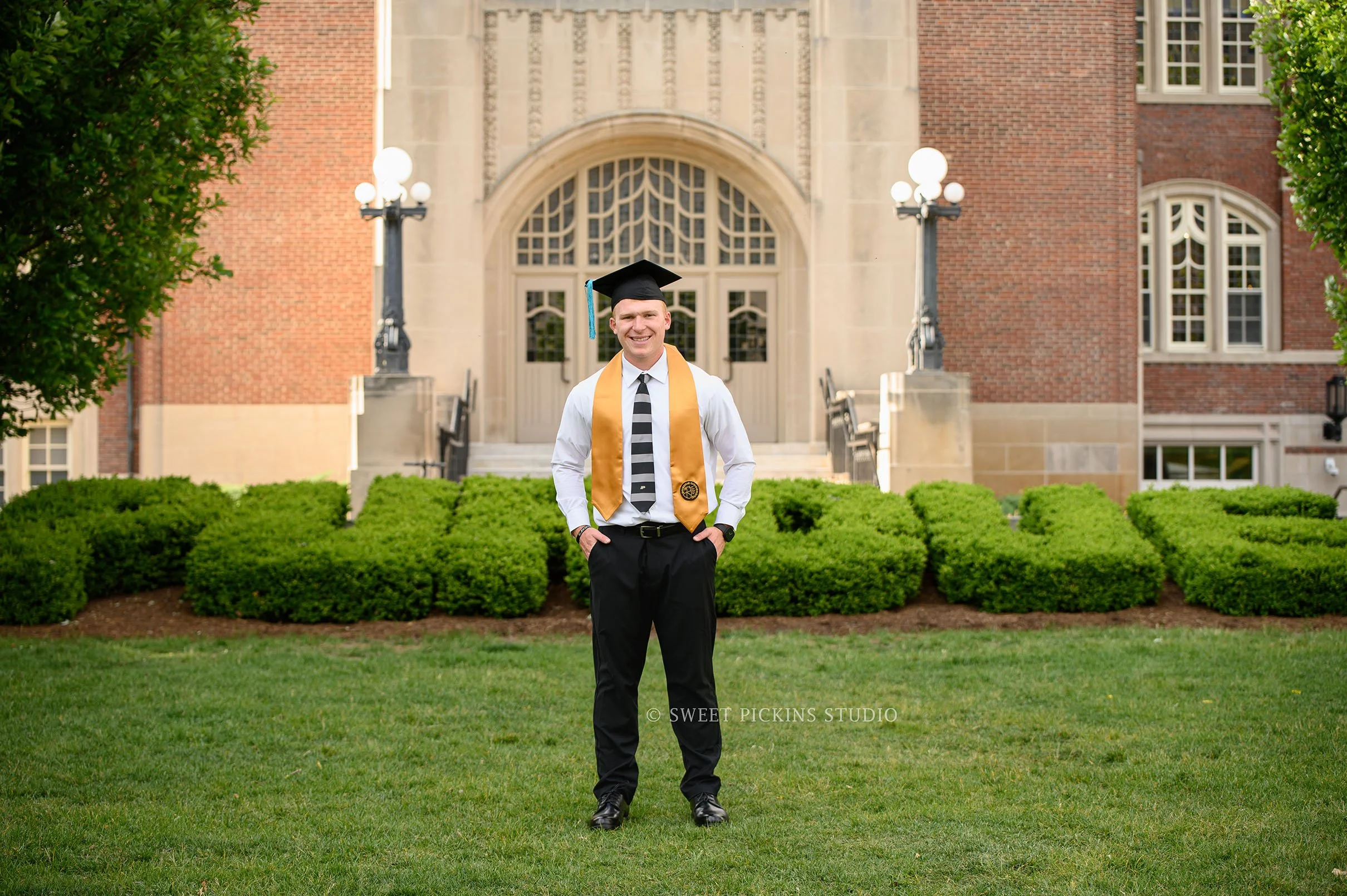 Brayden’s Purdue University Graduation Portrait Photography in West Lafayette, Indiana by Sweet Pickins Studio senior photographer Amanda Wilson | Class of 2026 Integrated Business & Engineering graduate for Spring Commencement ©