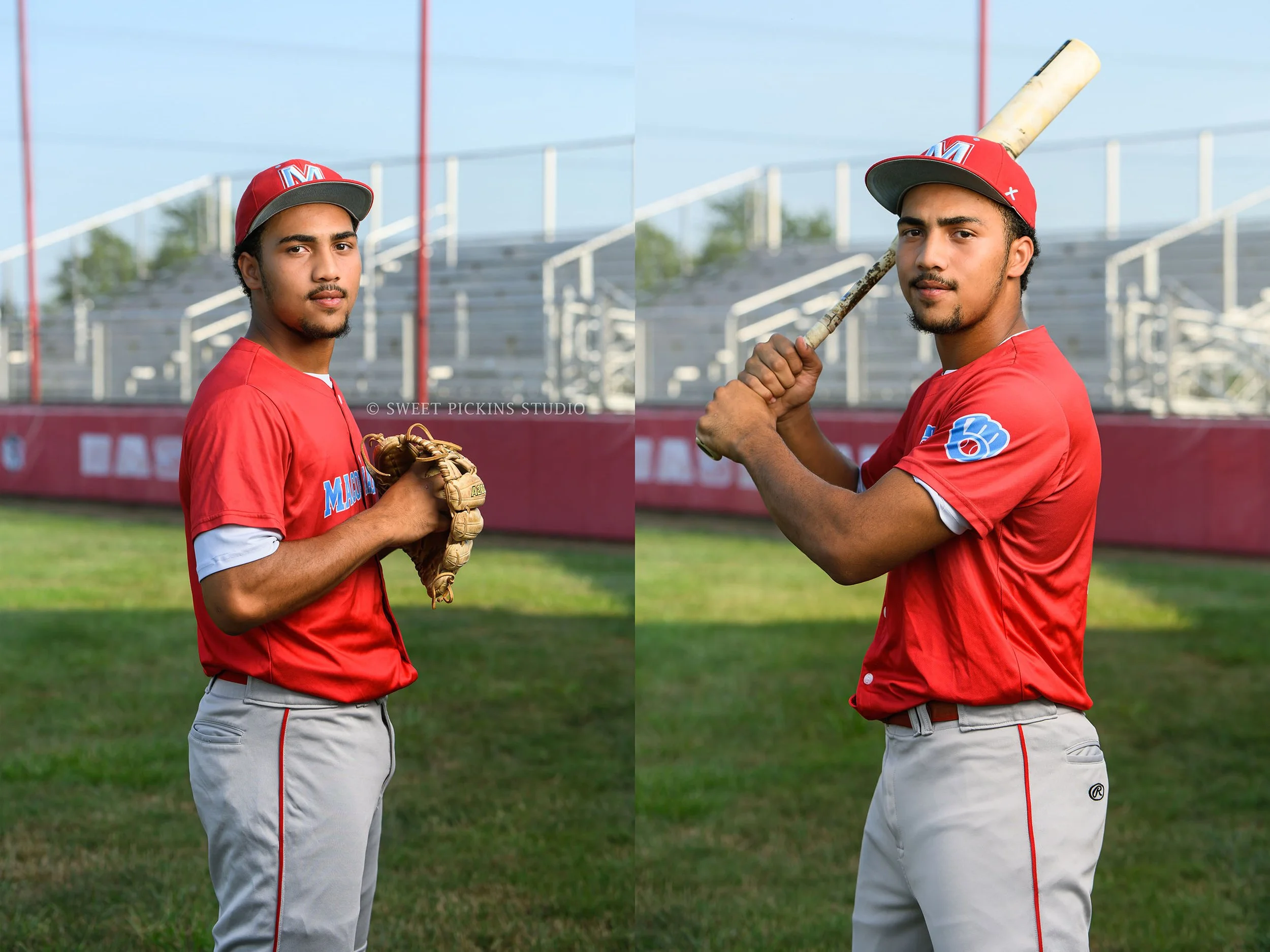 Peru Indiana Baseball Senior Pictures for Maconaquah Braves class of 2027 senior sports athlete by Sweet Pickins Studio photographer Amanda Wilson ©