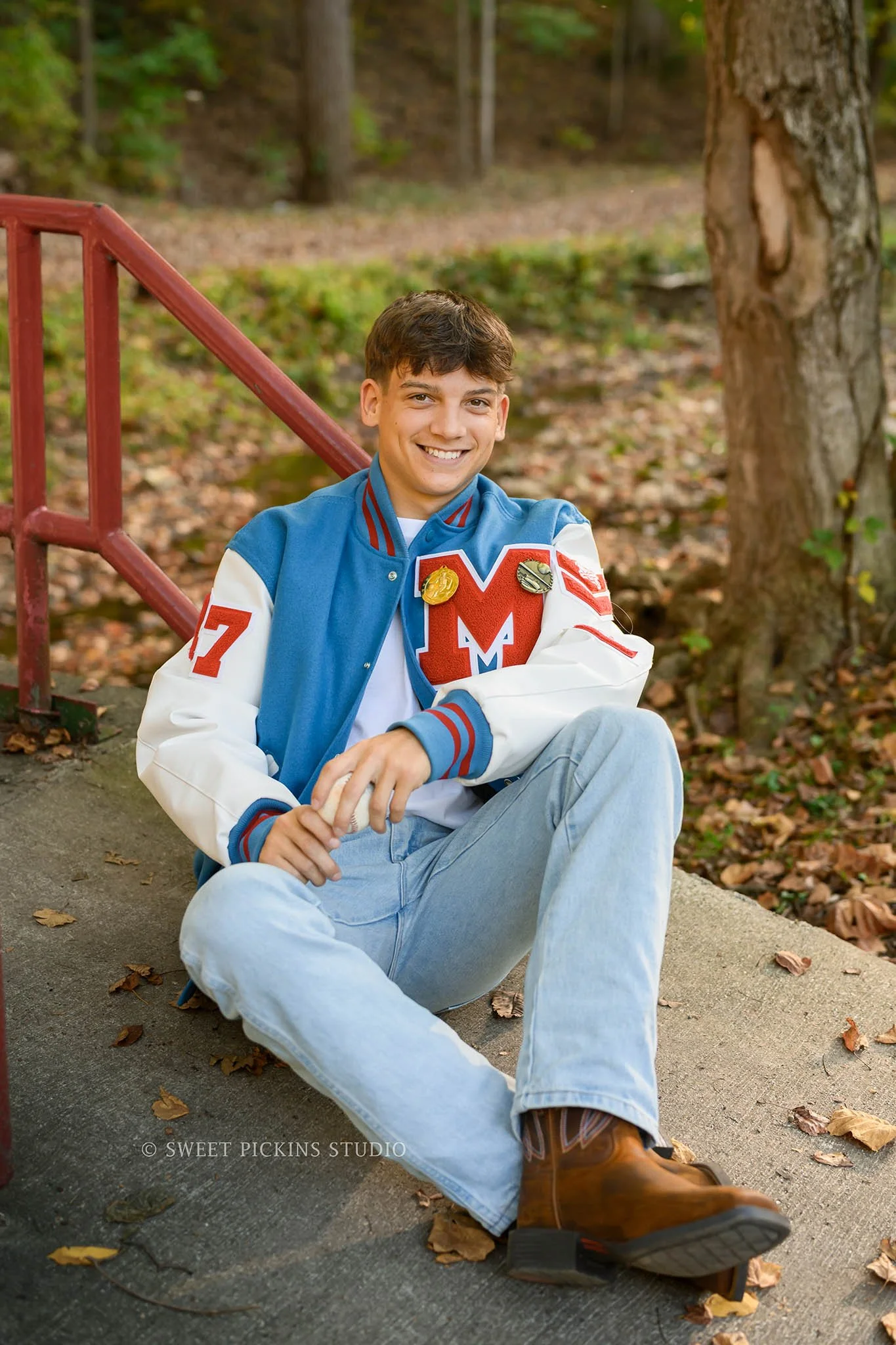 Cohen's Peru Indiana Fall Senior Photography at Maconaquah Park for class of 2027 senior guy by Sweet Pickins Studio senior photographer Amanda Wilson ©