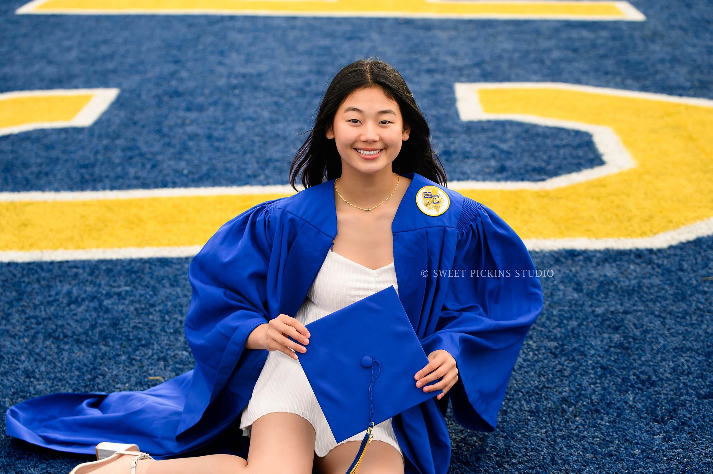 Holly and Taylor’s Carmel, Indiana Graduation Portrait Photography in Cap and Gown by Sweet Pickins Studio senior photographer Amanda Wilson ©