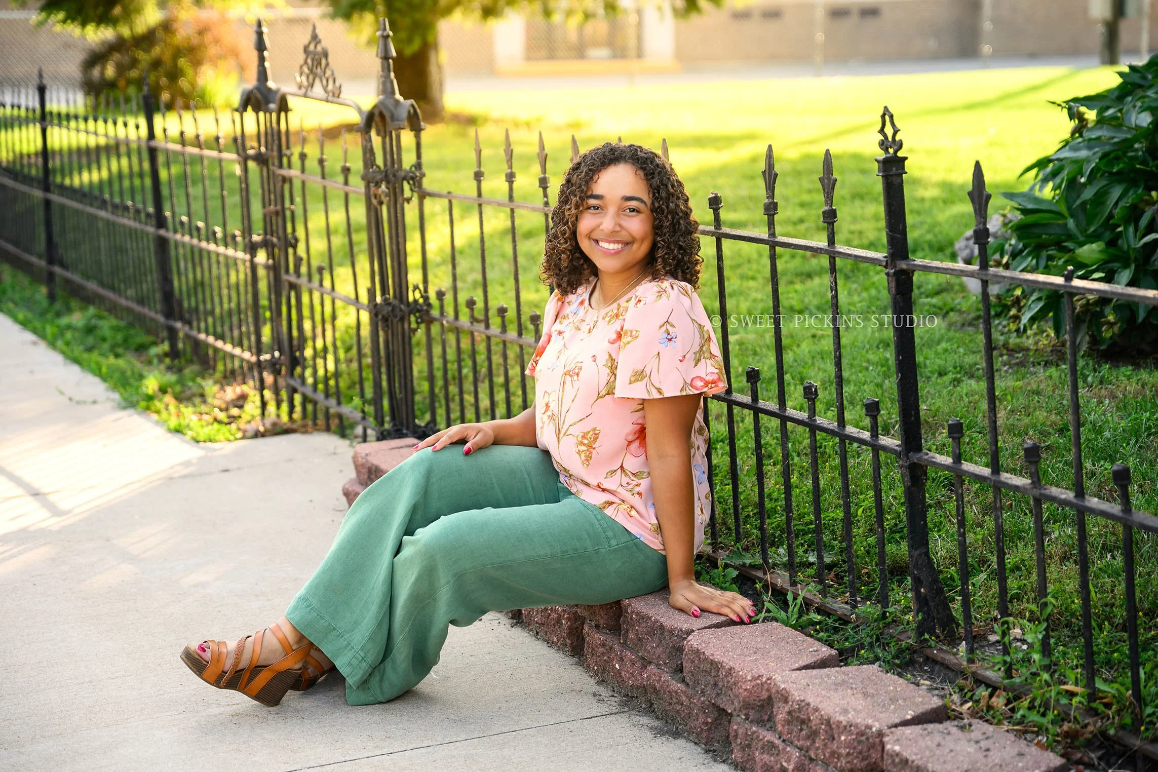 Peru, Indiana Senior Girl Photography for Class of 2027 PIERCEY in outdoor nature location wearing floral top by Sweet Pickins Studio senior photographer Amanda Wilson ©