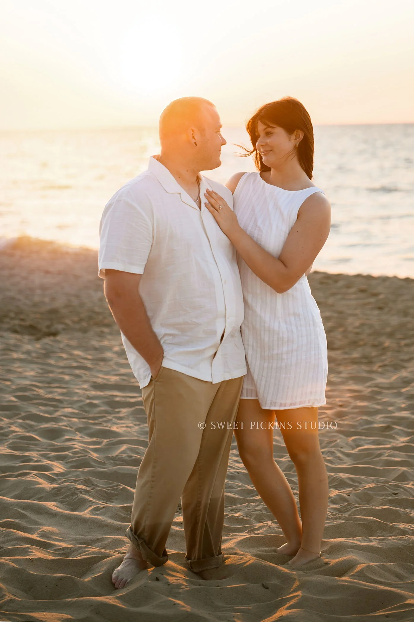Beach Engagement Photography at Lake Michigan for Couple by Sweet Pickins Studio photographer Amanda Wilson ©