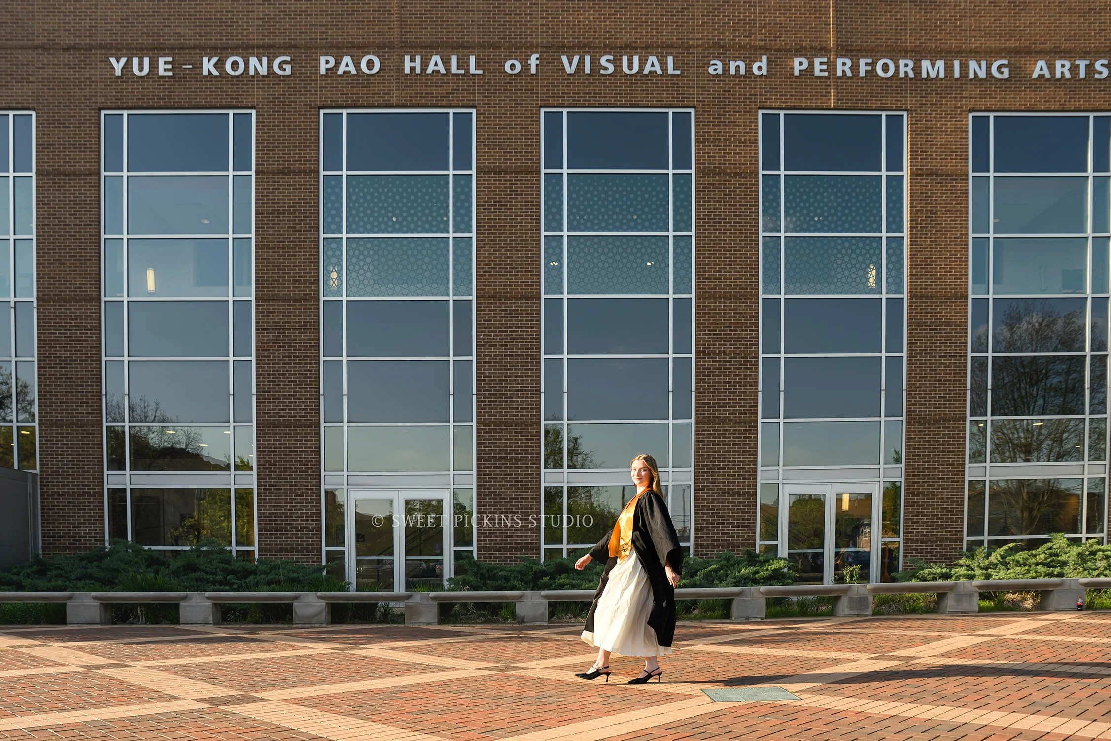 Maggie’s Purdue University Graduation Pictures in West Lafayette, Indiana at PAO Hall of Visual and Performing Arts by Sweet Pickins Studio senior photographer Amanda Wilson ©