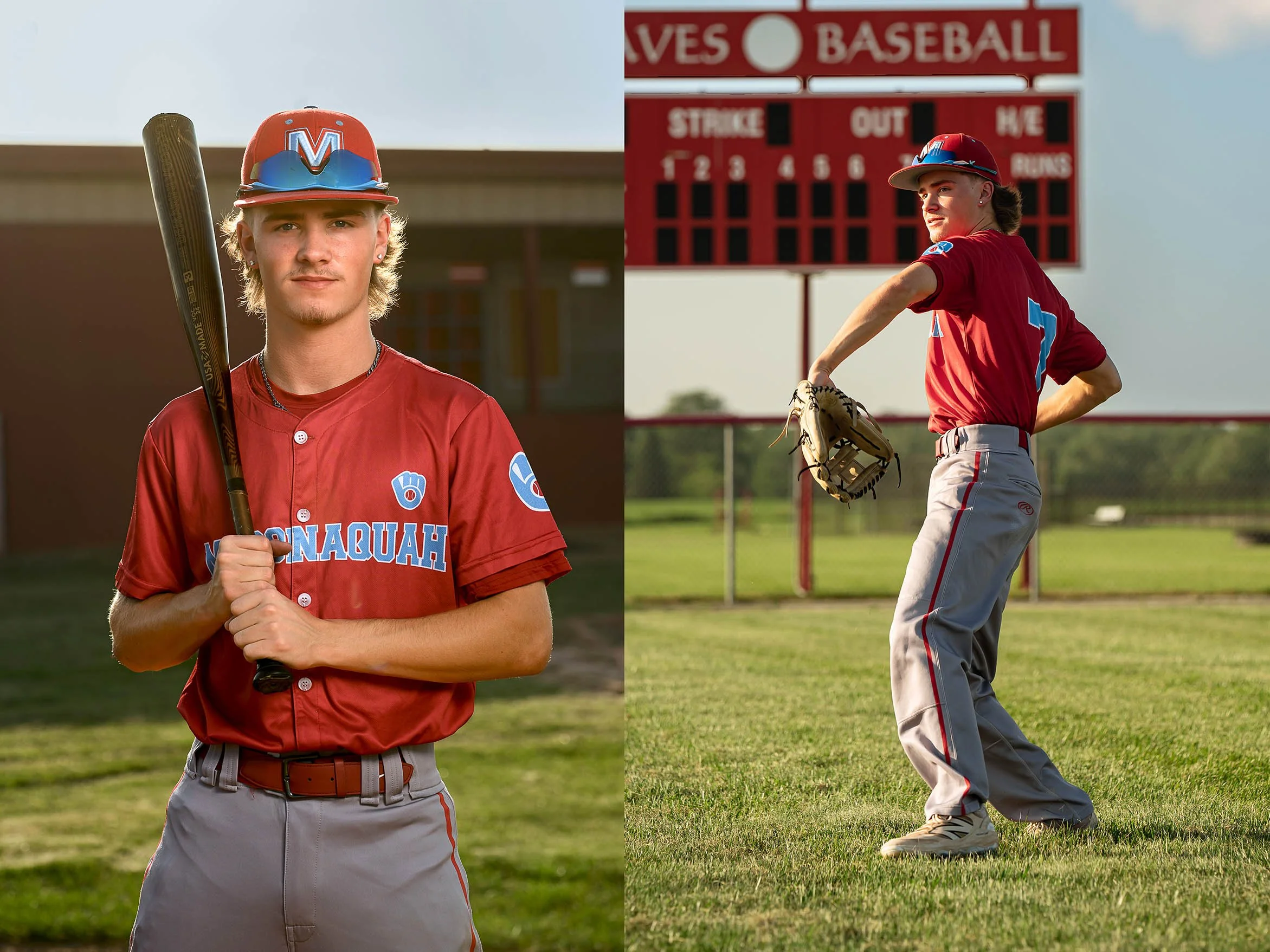 Bunker Hill, Indiana Baseball Senior Photography for Maconaquah Braves class of 2027 high school sports athlete by Sweet Pickins Studio senior photographer Amanda Wilson ©