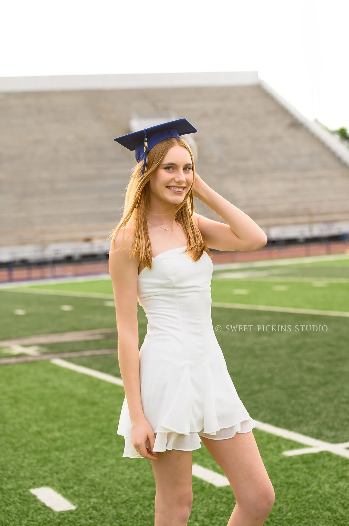 Holly and Taylor’s Carmel High School Graduation Photography in Cap and Gown for best friends by Sweet Pickins Studio senior photographer Amanda Wilson ©