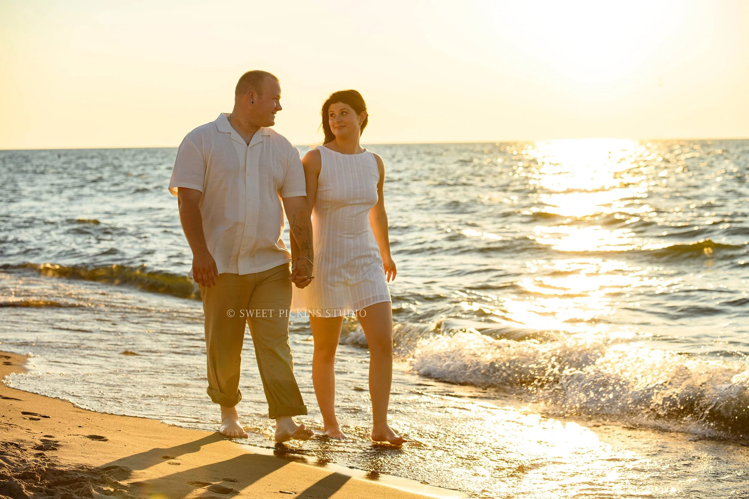Beach Engagement Photography at Lake Michigan for Couple by Sweet Pickins Studio photographer Amanda Wilson ©