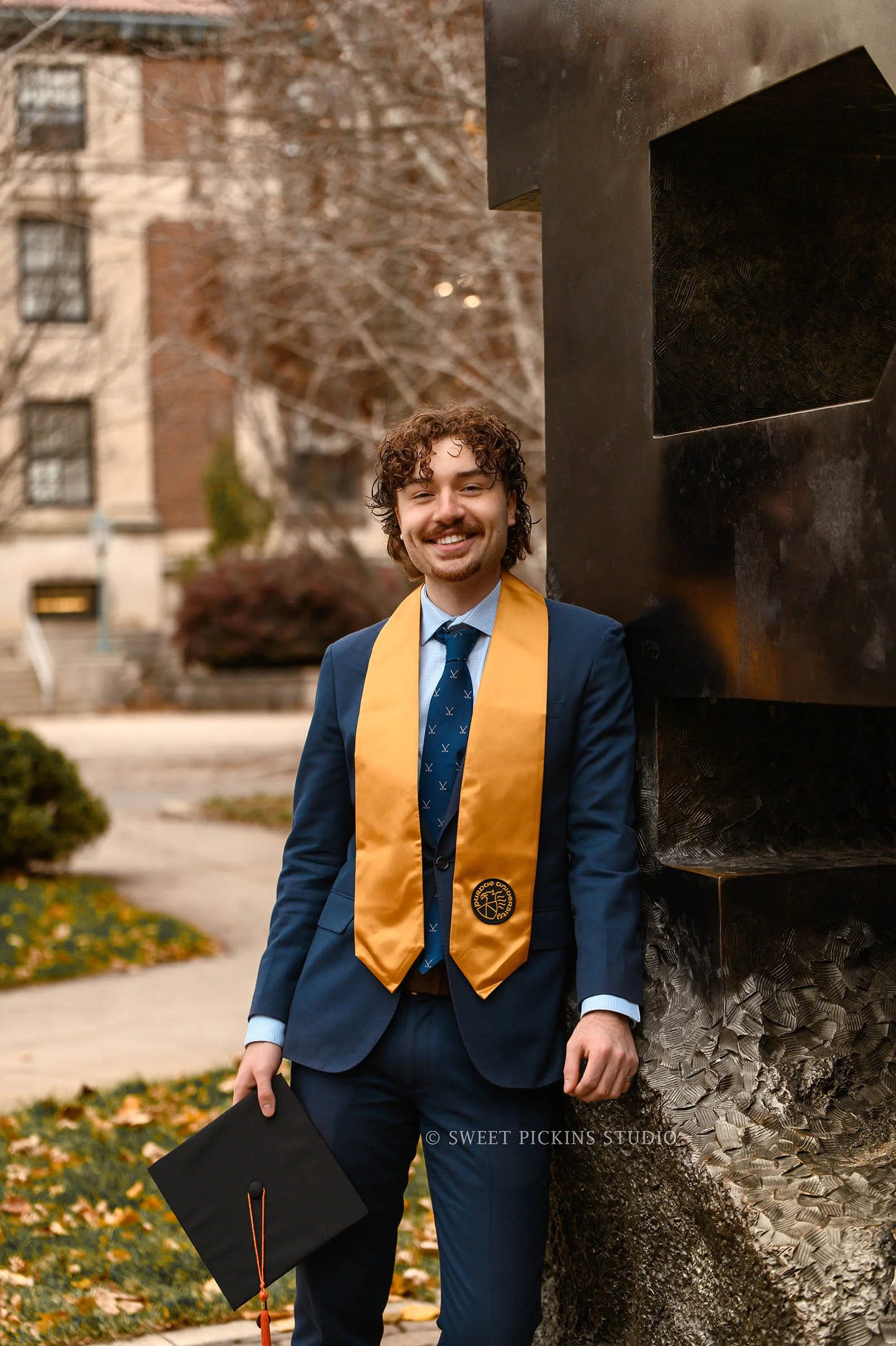 Porter | Purdue University Graduation Photography for Winter Commencement for class of 2025 Civil Engineering college grad by Sweet Pickins Studio photographer Amanda Wilson ©