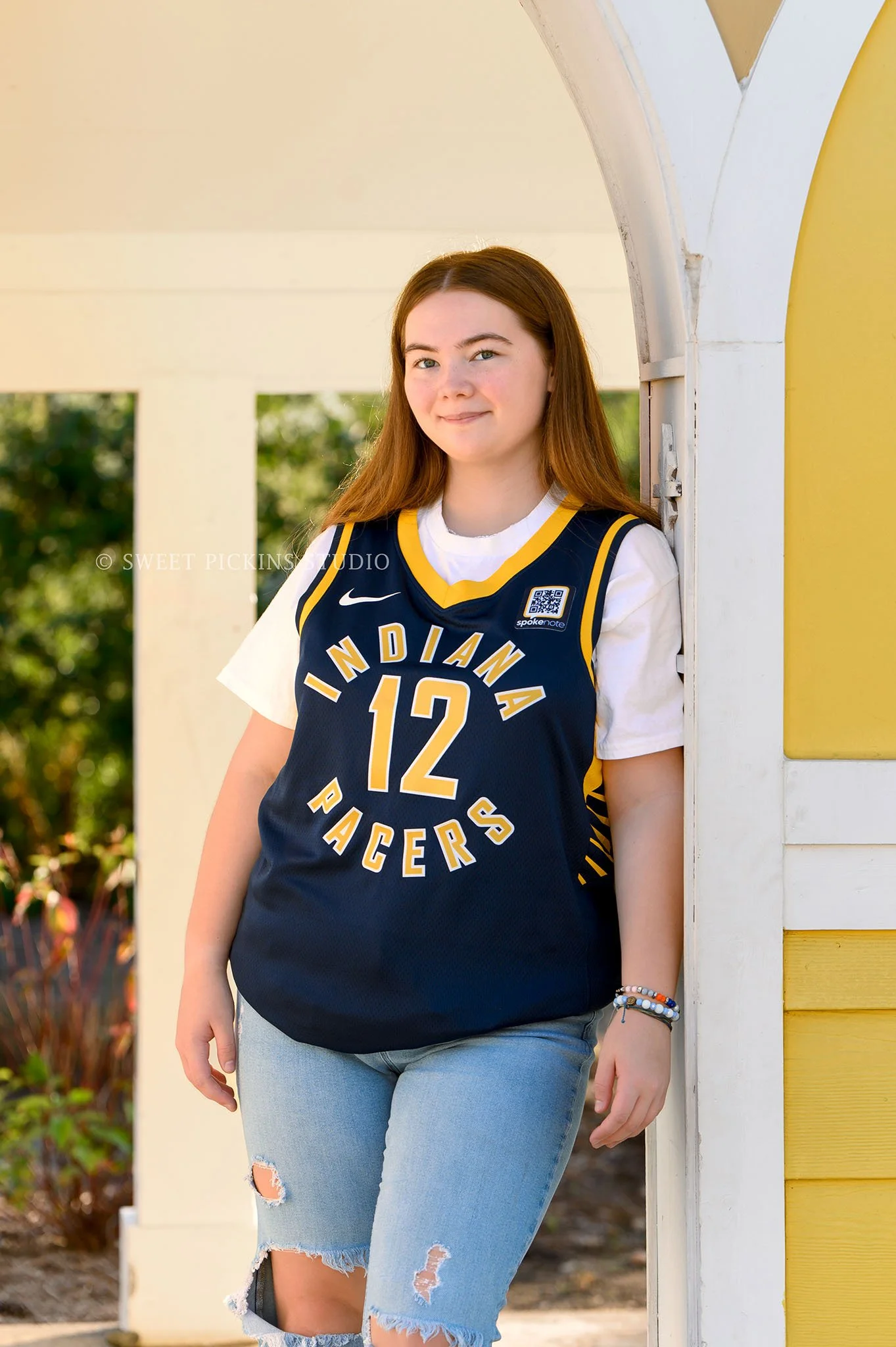 Indiana Senior Photography in Indiana Pacers Jersey by Sweet Pickins Studio photographer Amanda Wilson ©