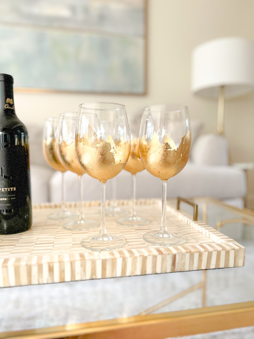 Gold Leaf Extra Large Wine Glass — Melissa Warnke Candles