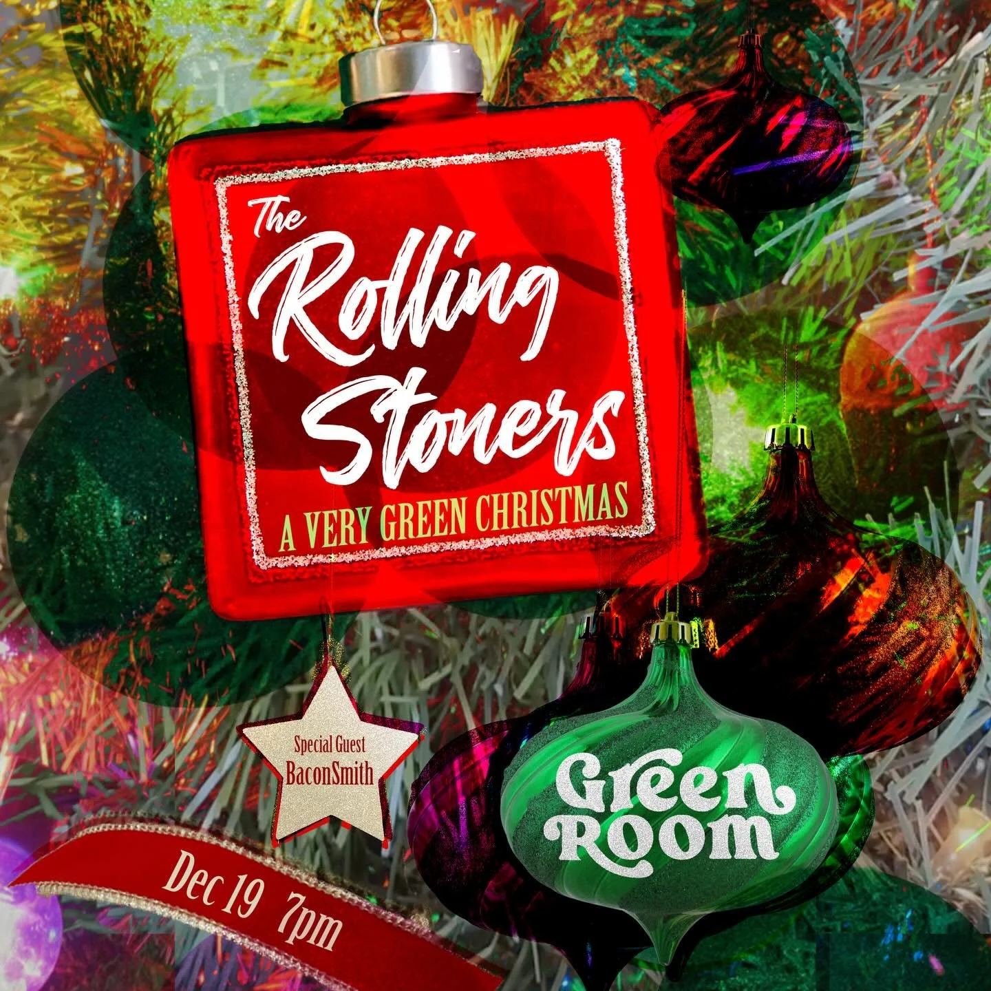 Not your silent night! 🎸 A Very Green Christmas hits Uptown with BaconSmith in the mix. 🎅🏼🎄Suit up in red + green and roll through. See you in Uptown @greenroommpls &mdash; 🎟️ ticket link in bio.