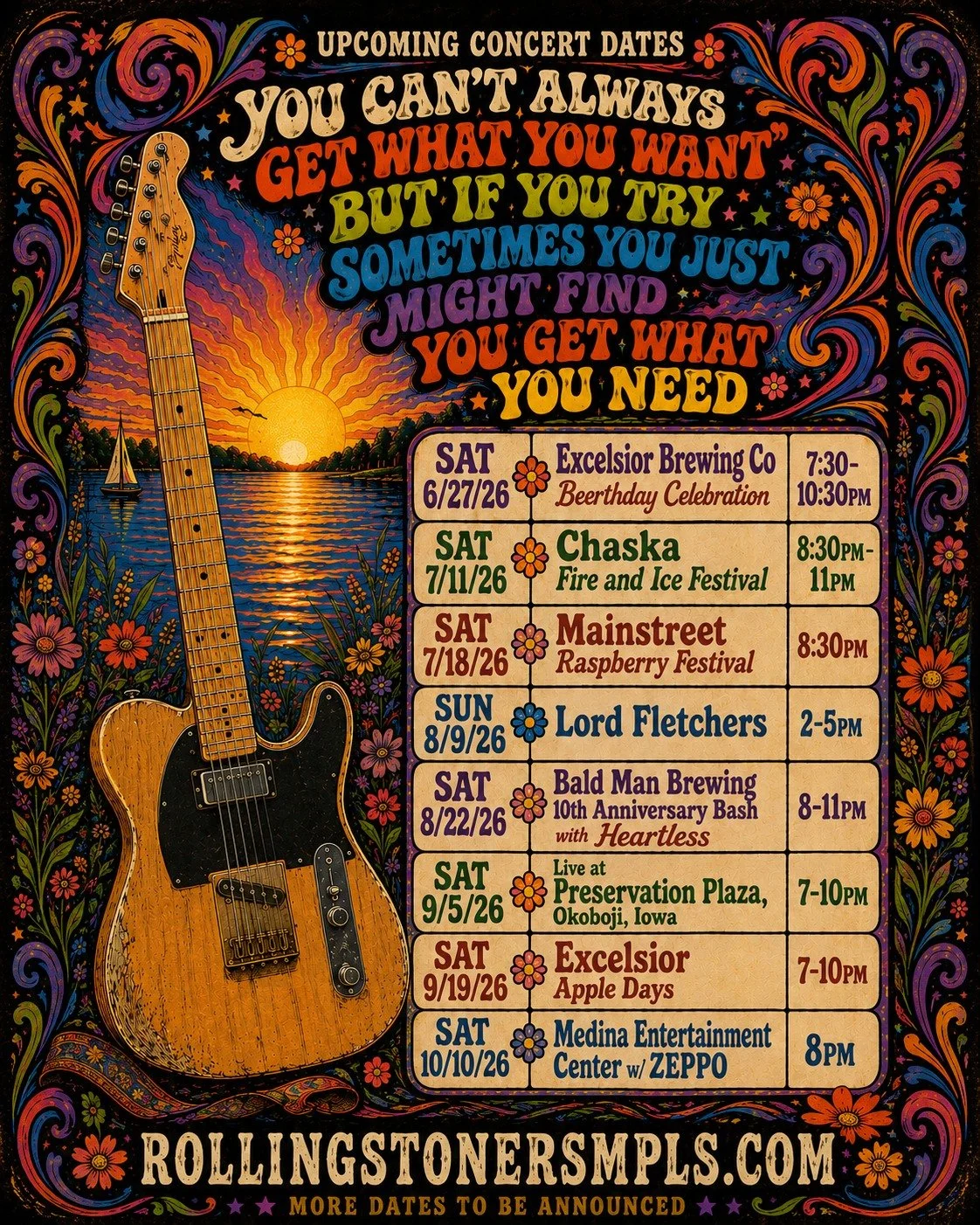 See you all down the line. 🎸

The 2026 calendar is taking shape, and we've got some great nights ahead. Cold drinks, warm sunsets, festival crowds, and the music that brings us all together.

Check out the newly announced dates and we'll see you at 