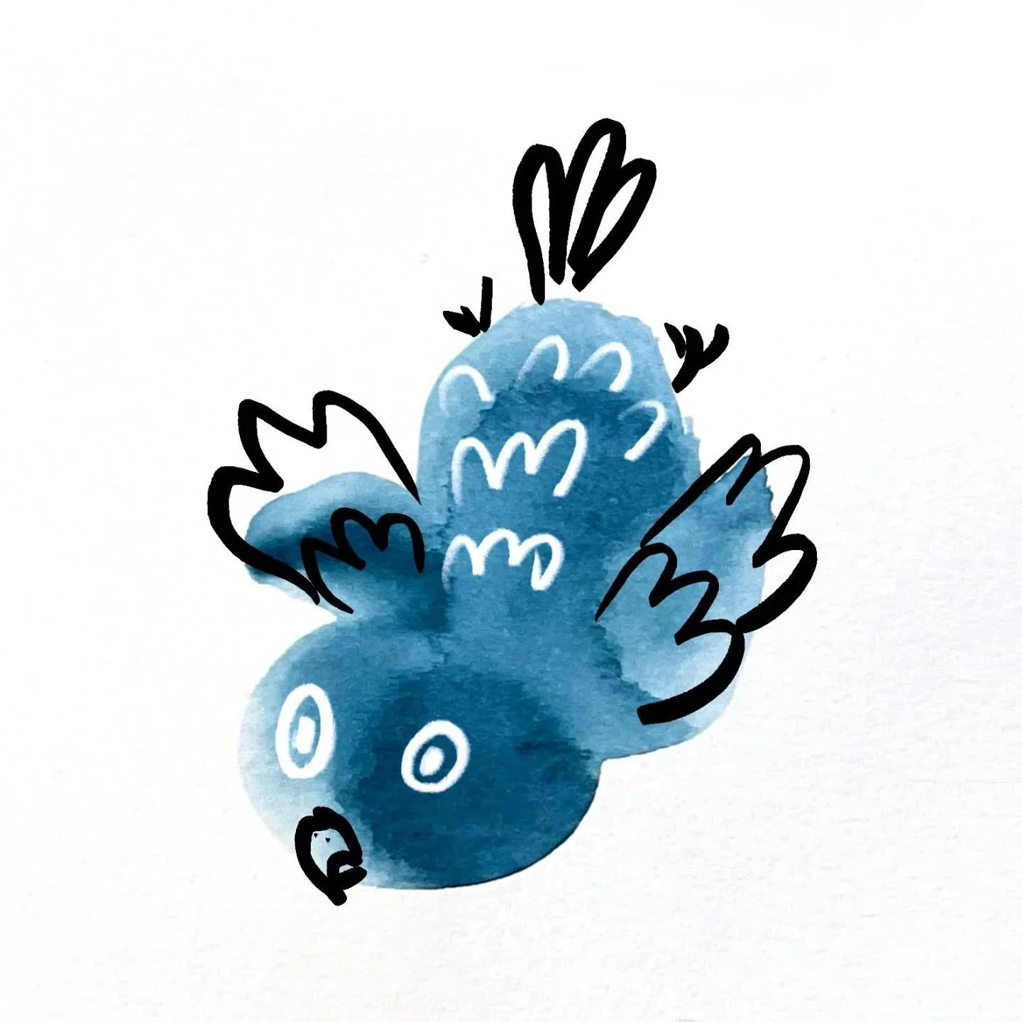 Swoop! 
Another #blobtober bird
.
Host: @buttercat_paradox 
.
#blobtober2025 #blobtoberbird #animalillustration #childrensillustration #watercolorplay