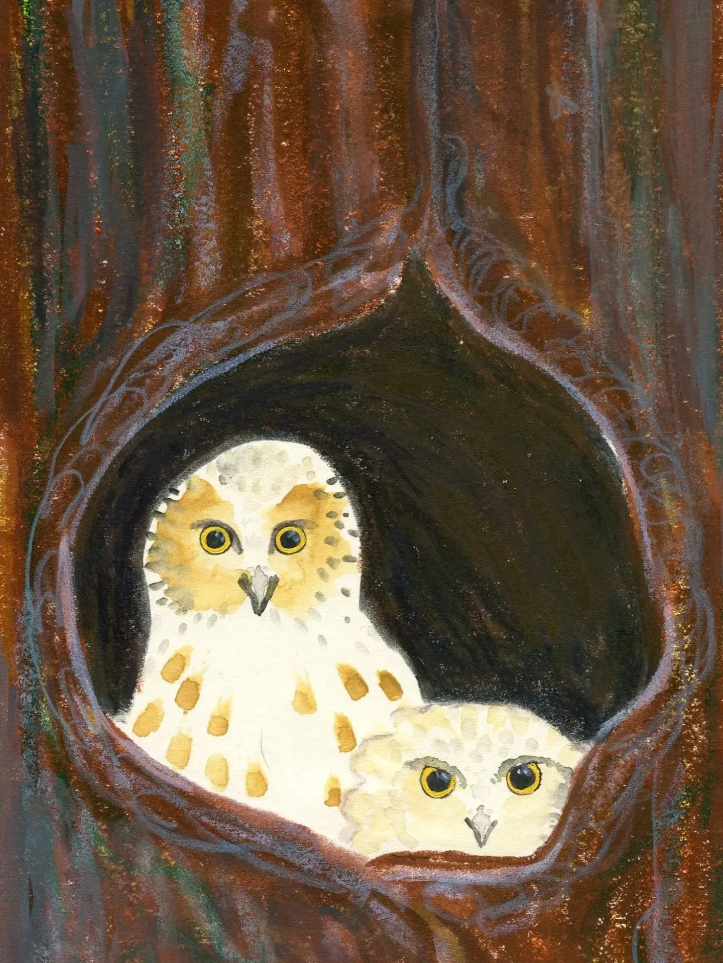 Owlets for #owltober
Wide-eyed fluffy babies. Owls are so comically intense 👀
.
#owltober2026 
Thanks to @vincentrose_art for the list