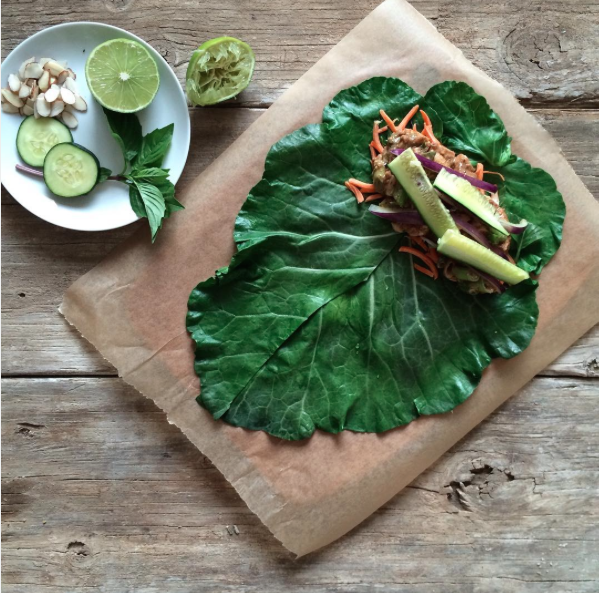 Thai chicken collard wraps