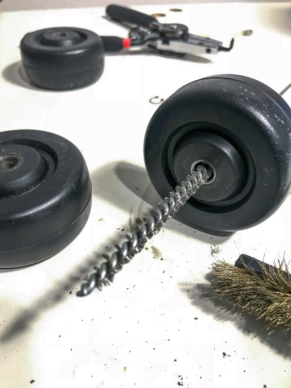  the wire brushes made it much easier to clean the debris stuck in the wheels.  