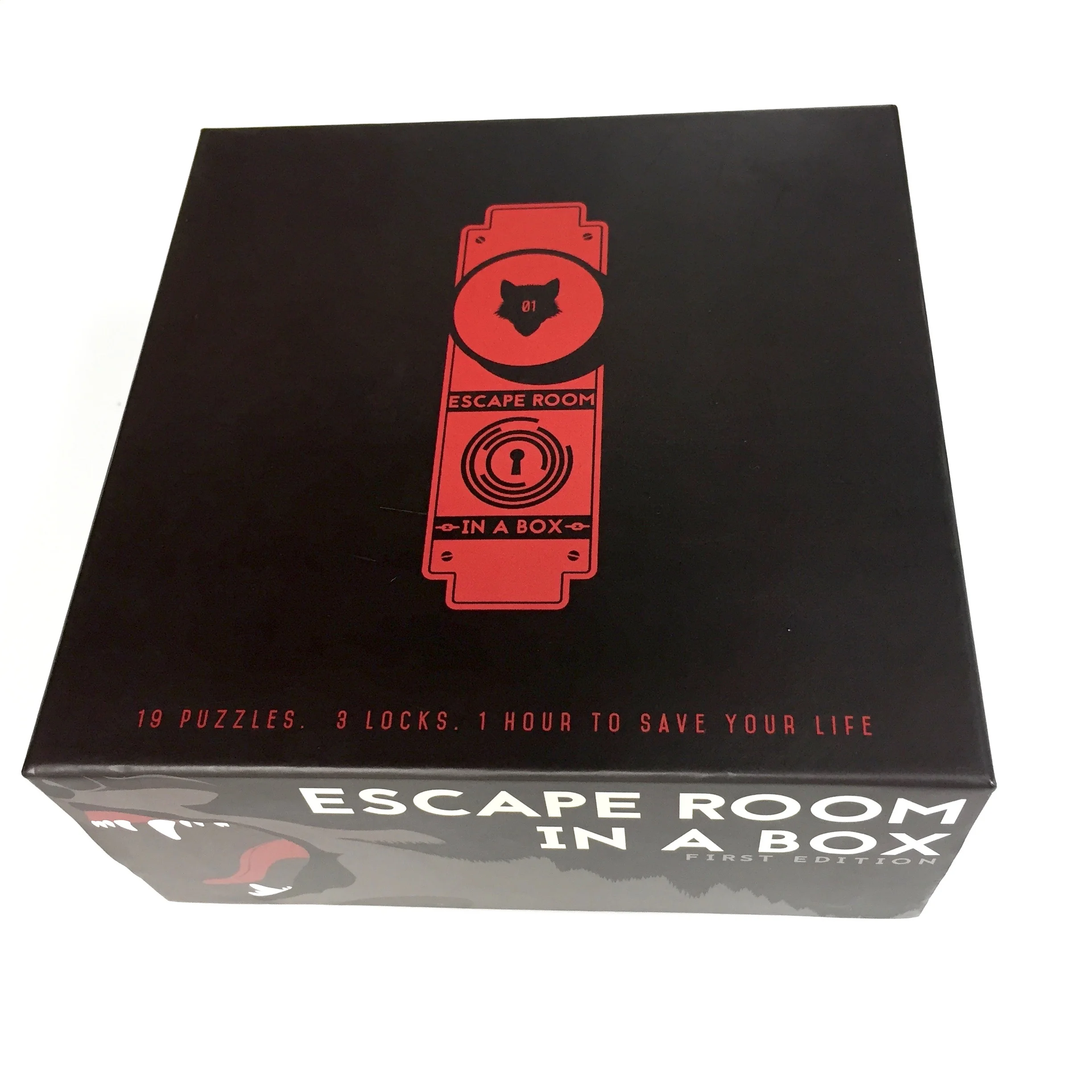 The first edition Kickstarter version of Escape Room in a Box. 