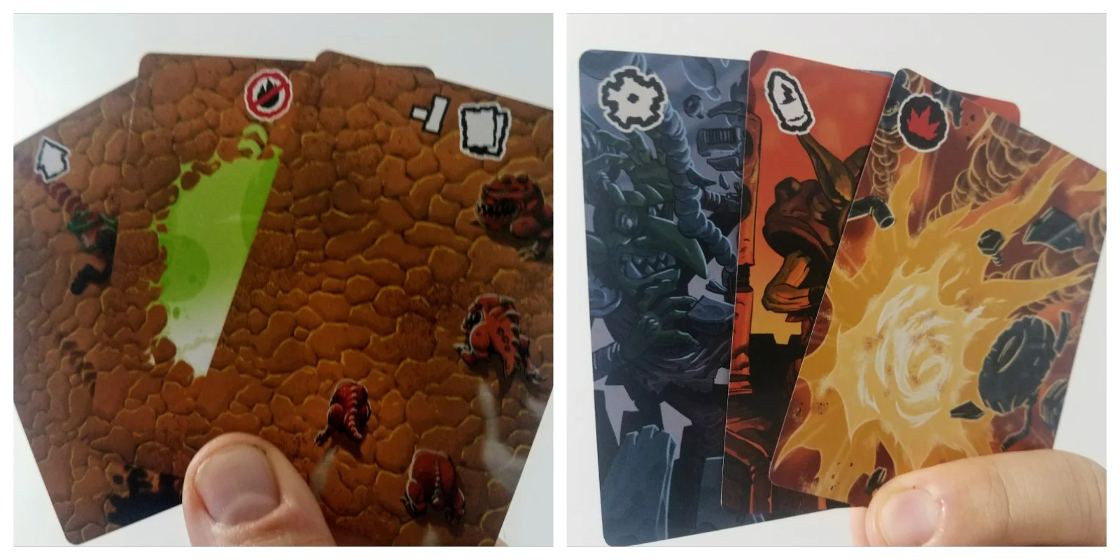Left: What you see. Right: What your opponents see.