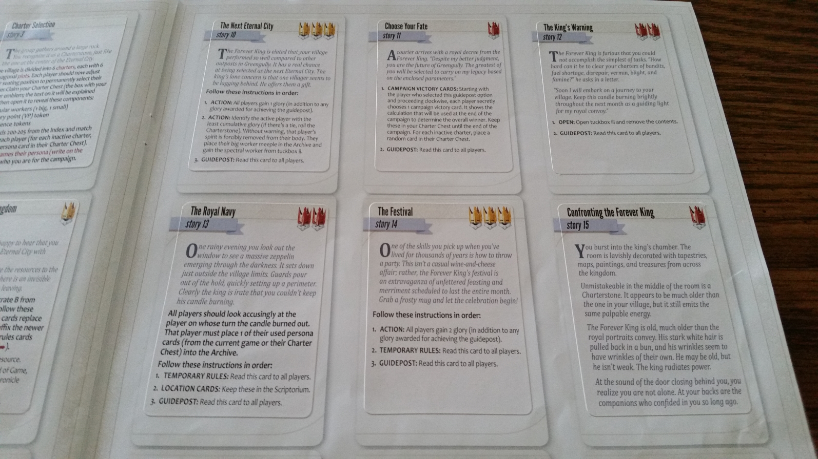 A selection of the stories we achieved. We made the king pretty mad towards the end.