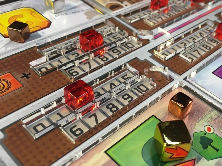 Acrylic player mat overlays from Board Game Boost