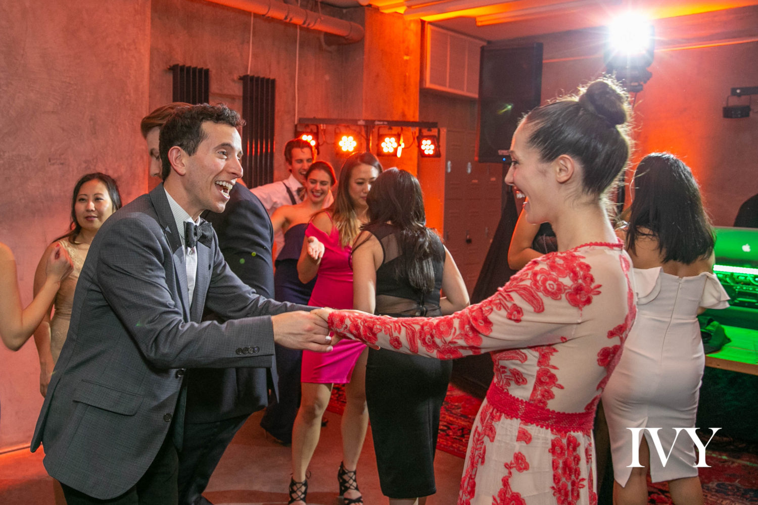 Merrill celebrates the joy of dancing at the IVY Winter Gala with her boyfriend Sam Kahane.