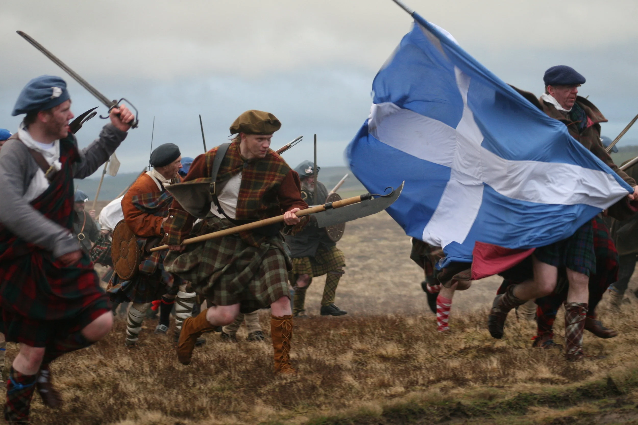 Reenactment of the historical Highlander charge at Culloden