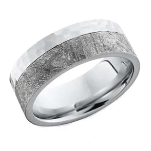Hammered Cobalt Chrome &amp; Meteorite Wedding Ring