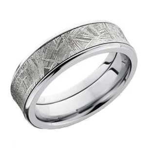 Concave Meteorite and Cobalt Chrome Wedding Ring