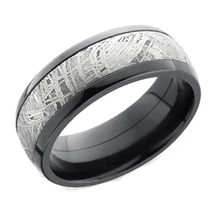 Black Zirconium and Meteorite Wedding Ring