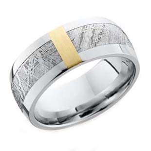 Meteorite Wedding Ring in Cobalt Chrome with 14K Gold Stripe