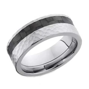 Titanium and Carbon Fiber Wedding Ring with Hammer Finish