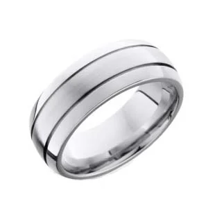 Cobalt Chrome Wedding Ring with two Grooves