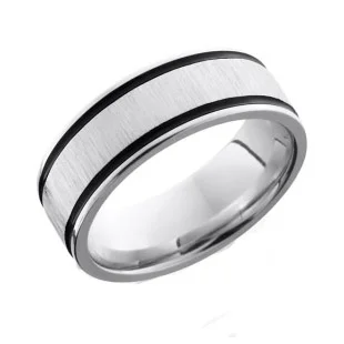Cobalt Chrome Wedding Ring with Antiqued Duel Grooves