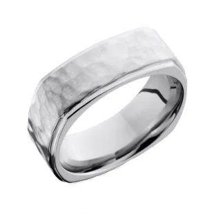 Cobalt Chrome Square Wedding Ring with Hammer Finish