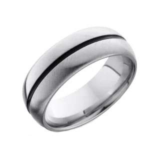 Cobalt Chrome Wedding Ring with Center Antiqued Stripe
