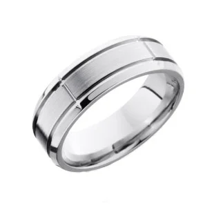 Cobalt Chrome Wedding Ring with Decorative Grooves