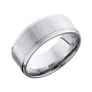 Flat Cobalt Chrome Wedding Ring with Cross Satin Finish