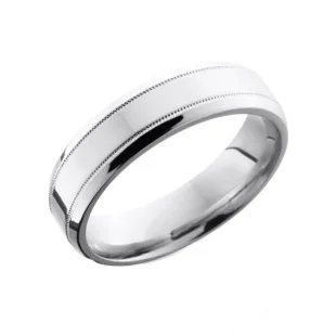 Cobalt Chrome Wedding Ring with Milgrain and Beveled Edge