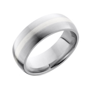 Cobalt Chrome Wedding Ring Sterling Silver Inlay