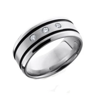 Three Stone Diamond Cobalt Chrome Wedding Ring