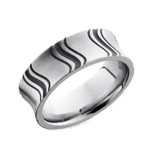 Concave Cobalt Chrome Wedding Ring with Wavy Design