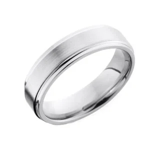 Cobalt Chrome Flat Profile Wedding Ring with Grooved Edge