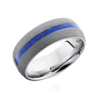 Cobalt Chrome Wedding Ring with Lapis Inlay