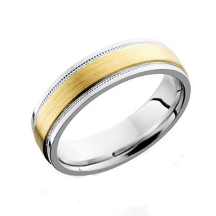 Cobalt Chrome Wedding Ring with 14K Center and Milgrain