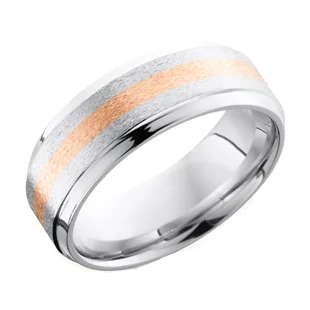 Cobalt Chrome and 14K Rose Gold Wedding Ring