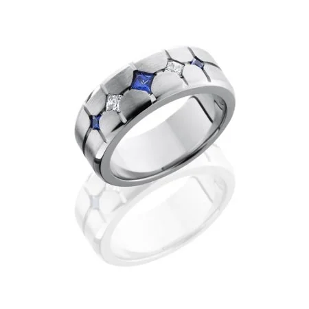 Cobalt Chrome Ring with Sapphires and Diamonds